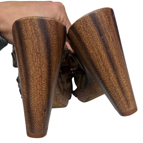 XOXO Brown Studded High Heel Platform Sandals Women’s 9 Worn Once - Picture 4 of 6